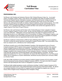 CV for Neil Broom Expert Witness in Computer Forensics Investigations in Alaska